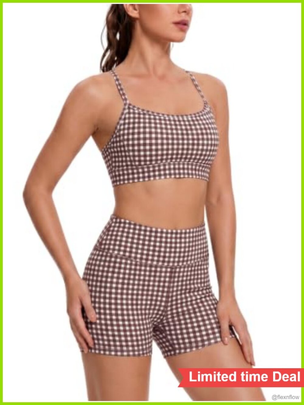 2 Piece Workout Set Strappy Sports Bra High Waist Shorts Gym Yoga